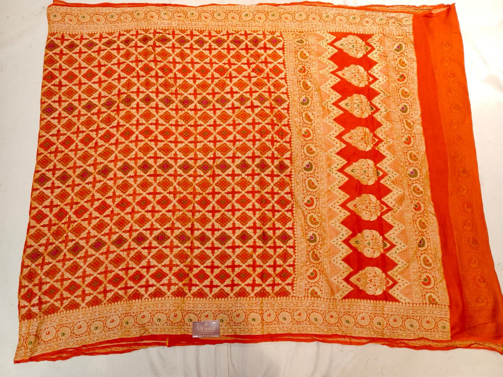 The Marigold Sunset Banarasi Zari Saree