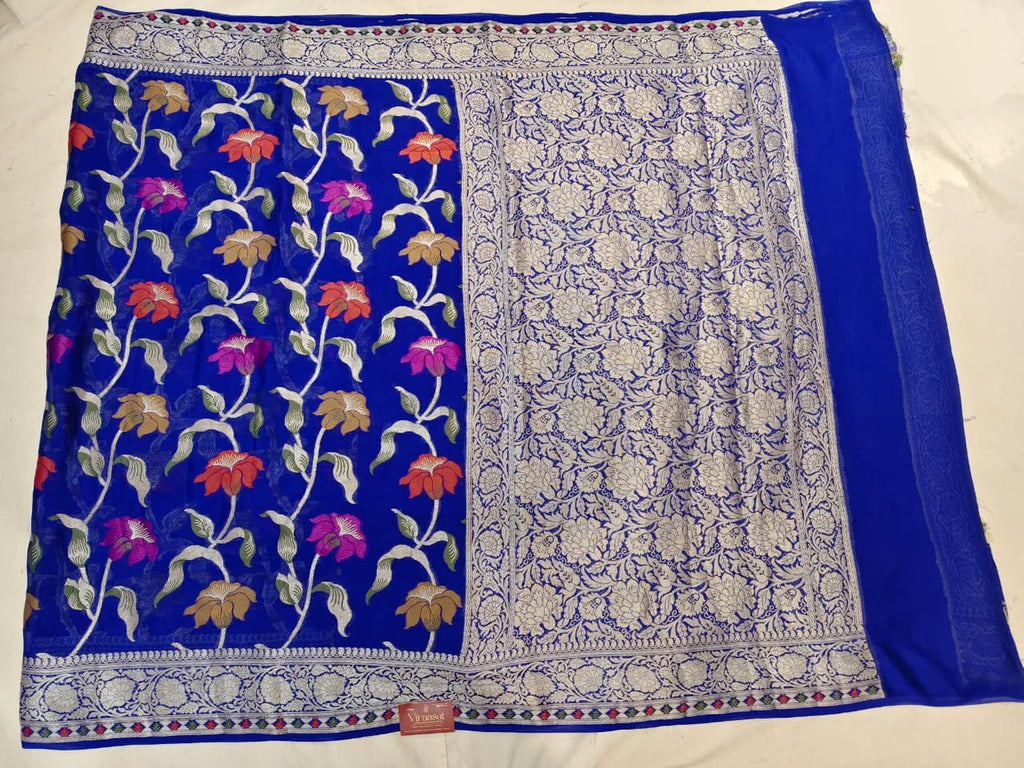 The Moonlight Floral Banarasi Saree