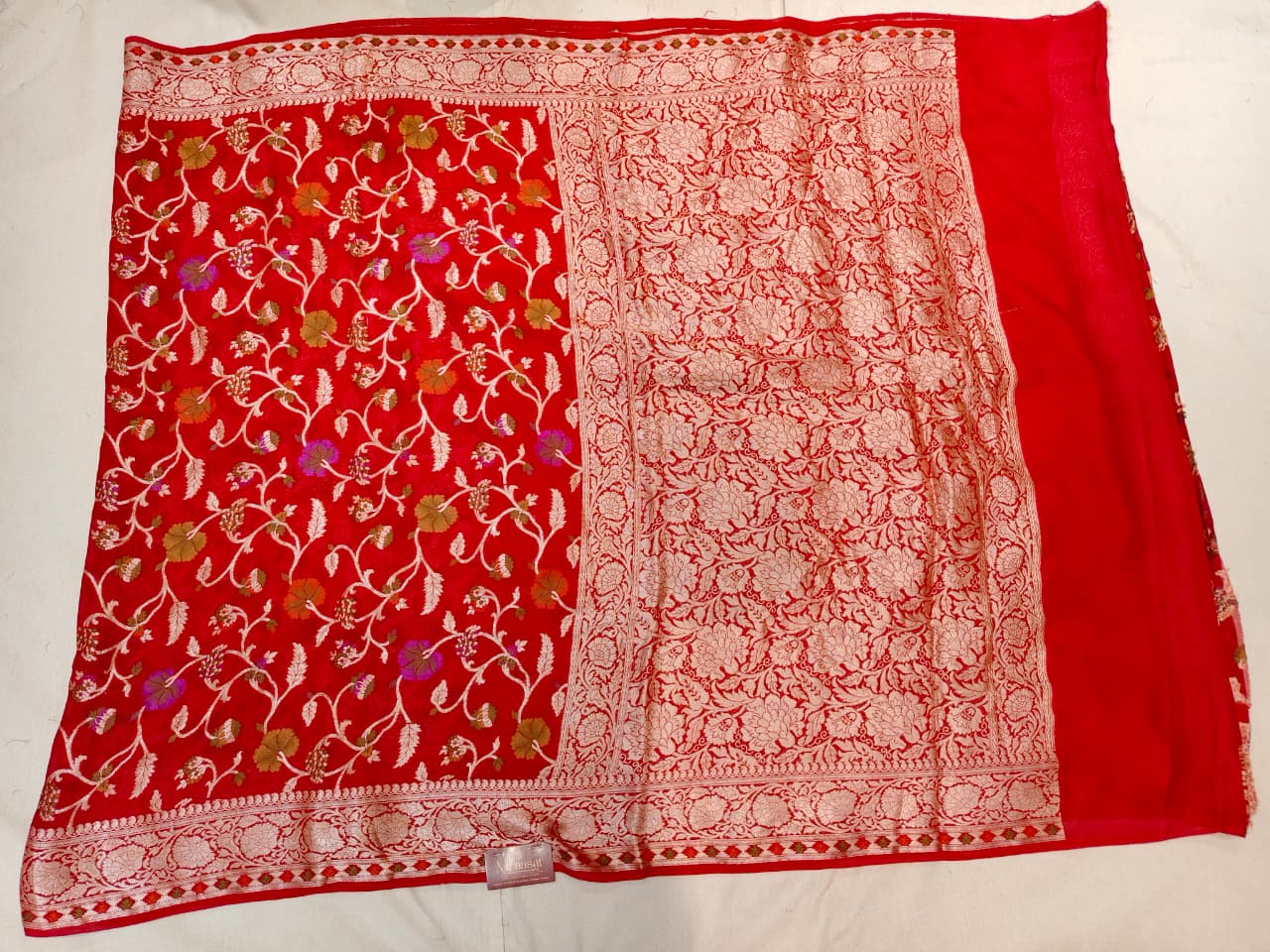 The Scarlet Bloom Banarasi Saree
