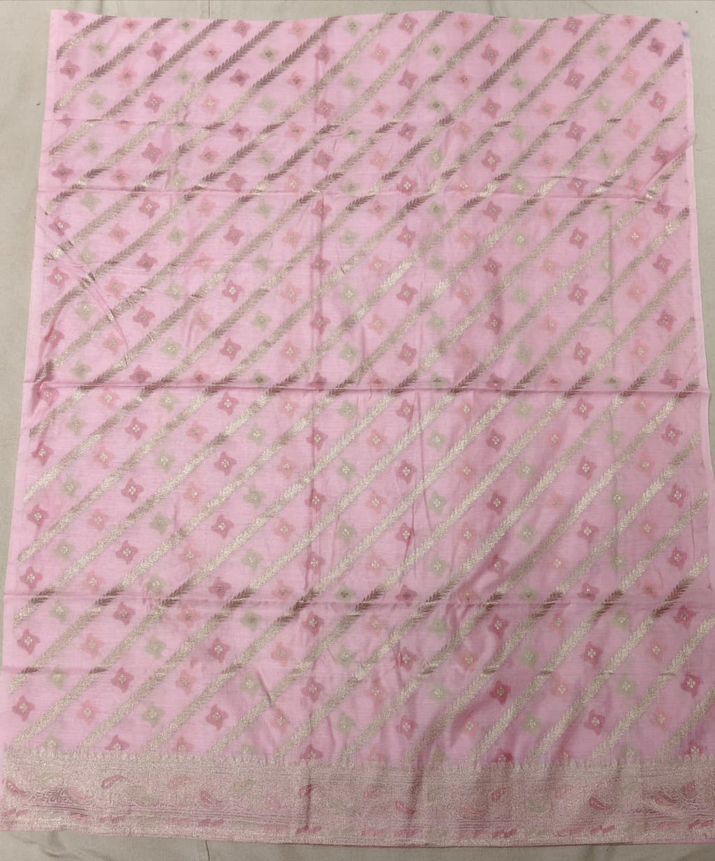 Signature Weave: Baby Pink 'Diagonal Zari' Banarasi Chanderi Suit Set