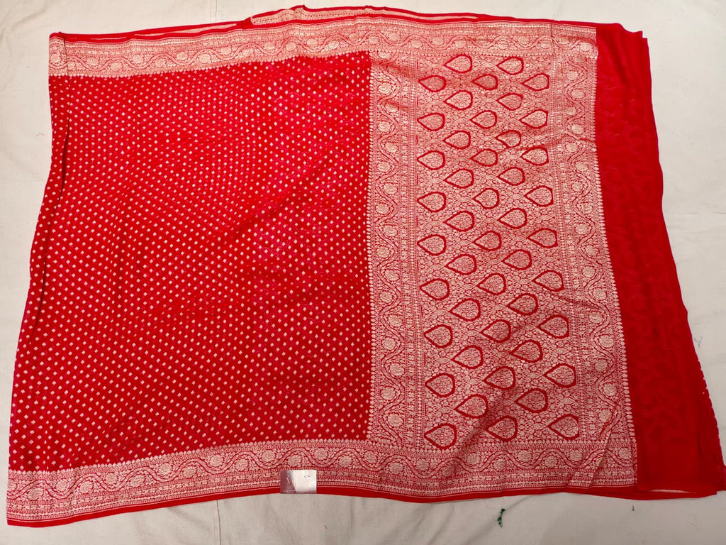 Crimson Red 'Royal Paisley' Banarasi Katan Silk Saree