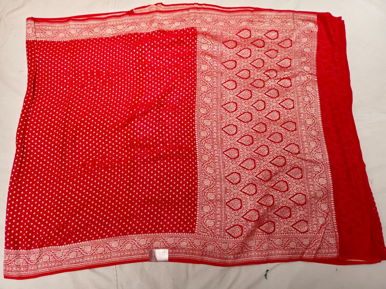 Crimson Red 'Royal Paisley' Banarasi Katan Silk Saree