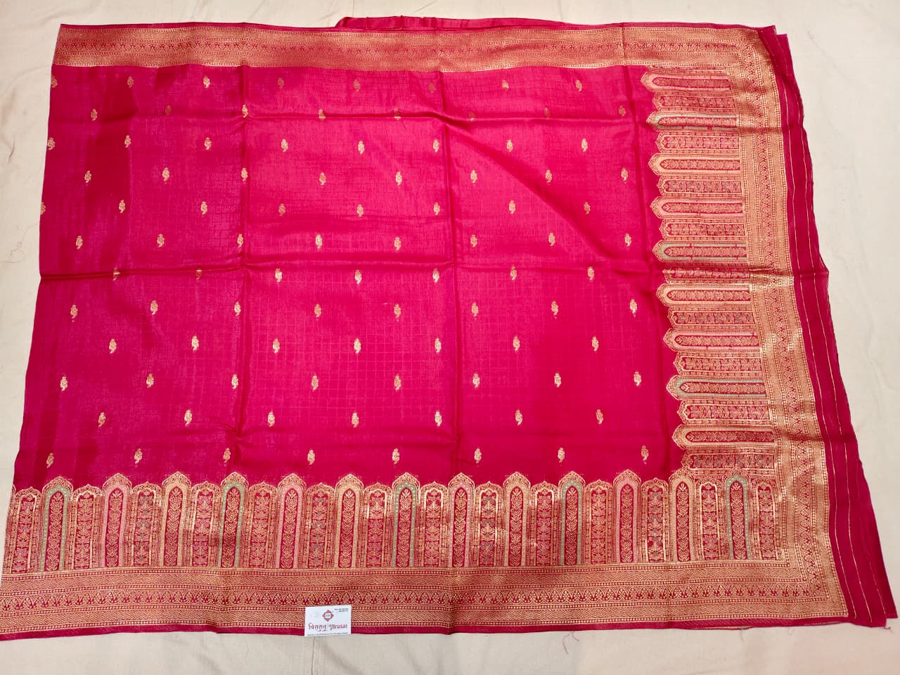 yal Rani Pink 'Mehrab' Minakari Soft Silk Saree