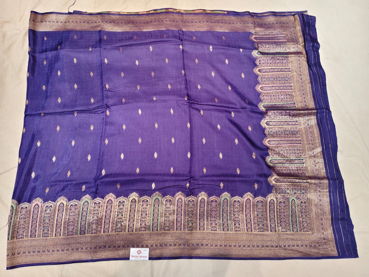 Royal Violet 'Mehrab' Minakari Soft Silk Saree