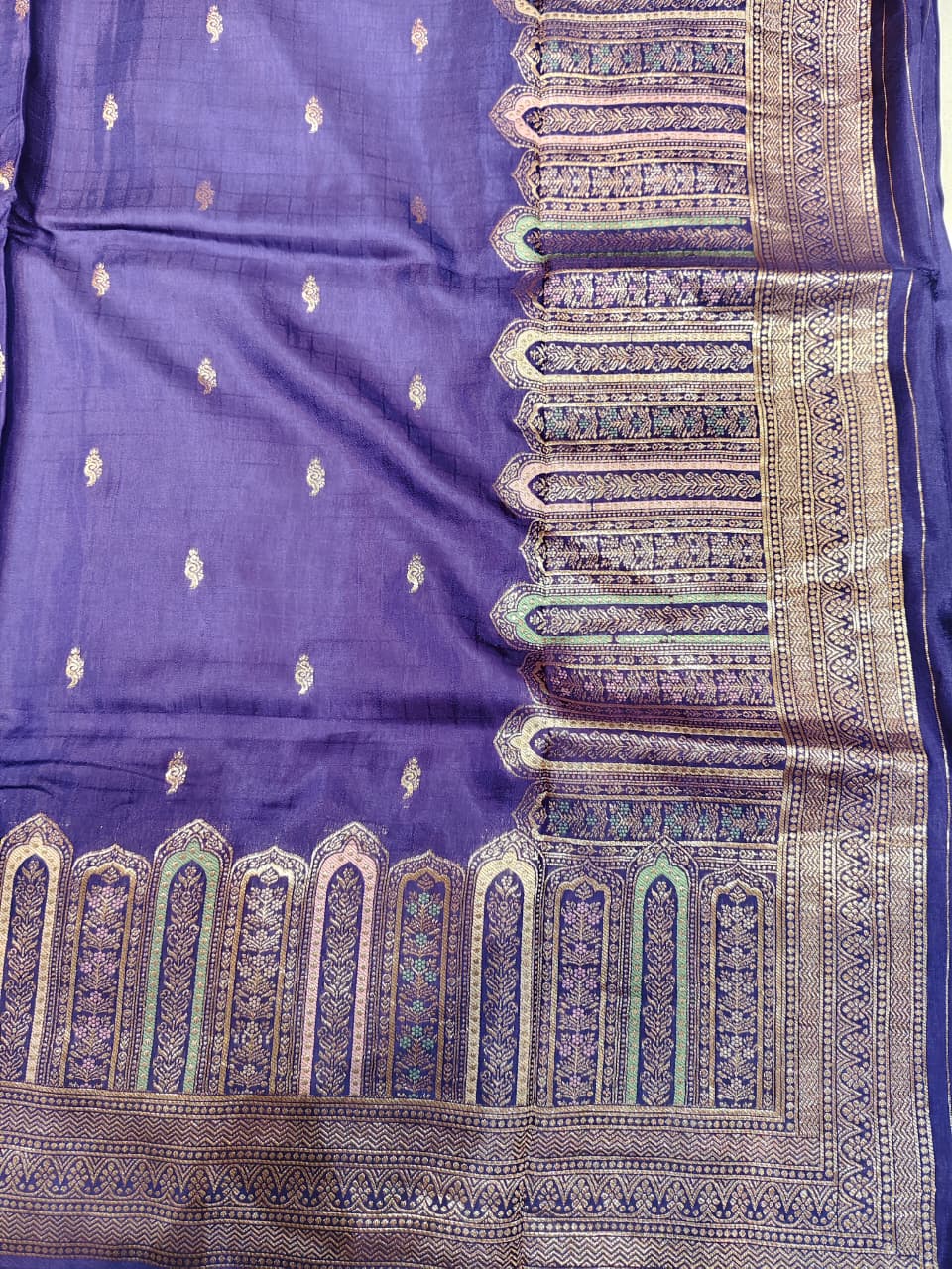 Royal Violet 'Mehrab' Minakari Soft Silk Saree