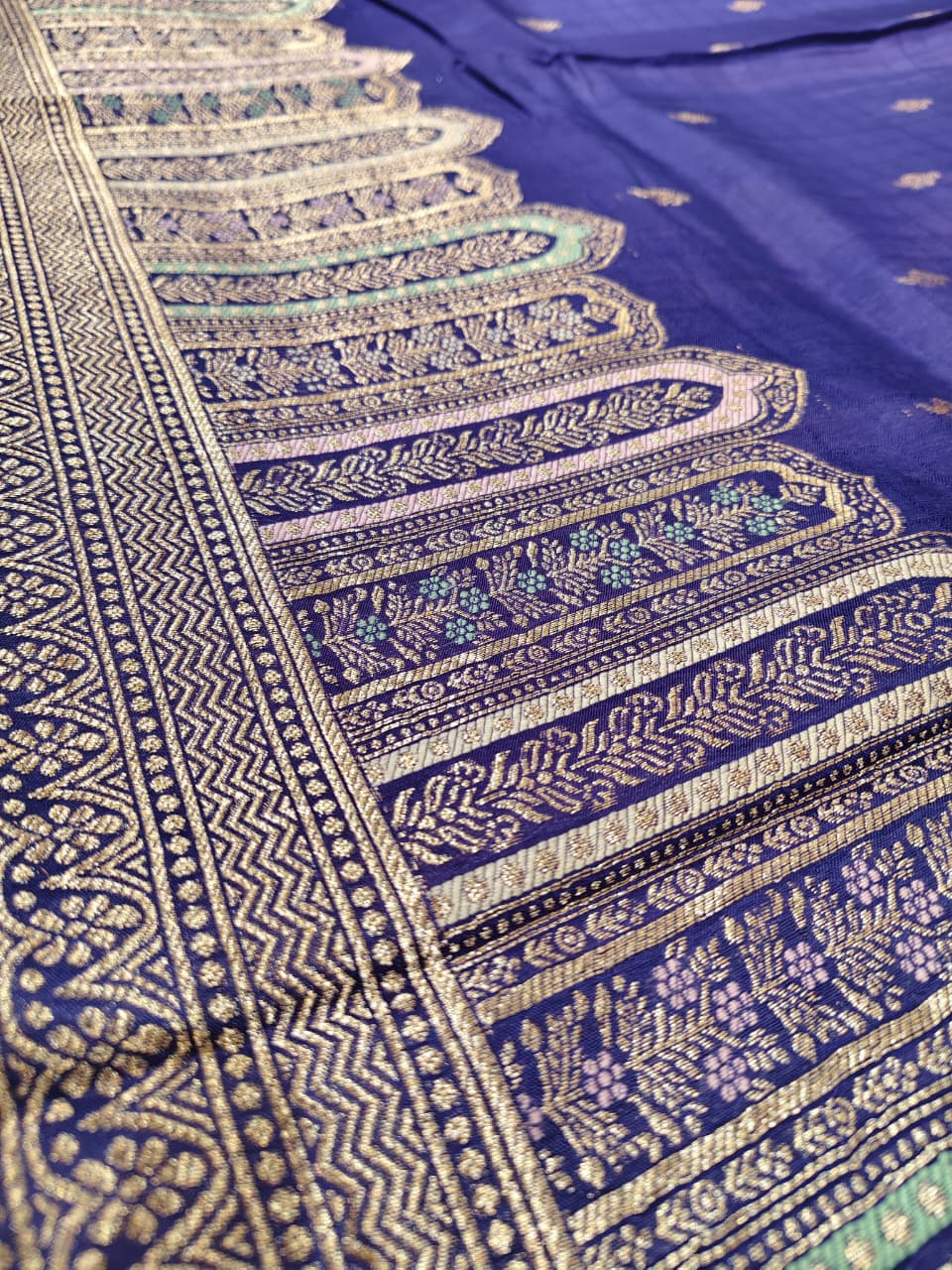Royal Violet 'Mehrab' Minakari Soft Silk Saree
