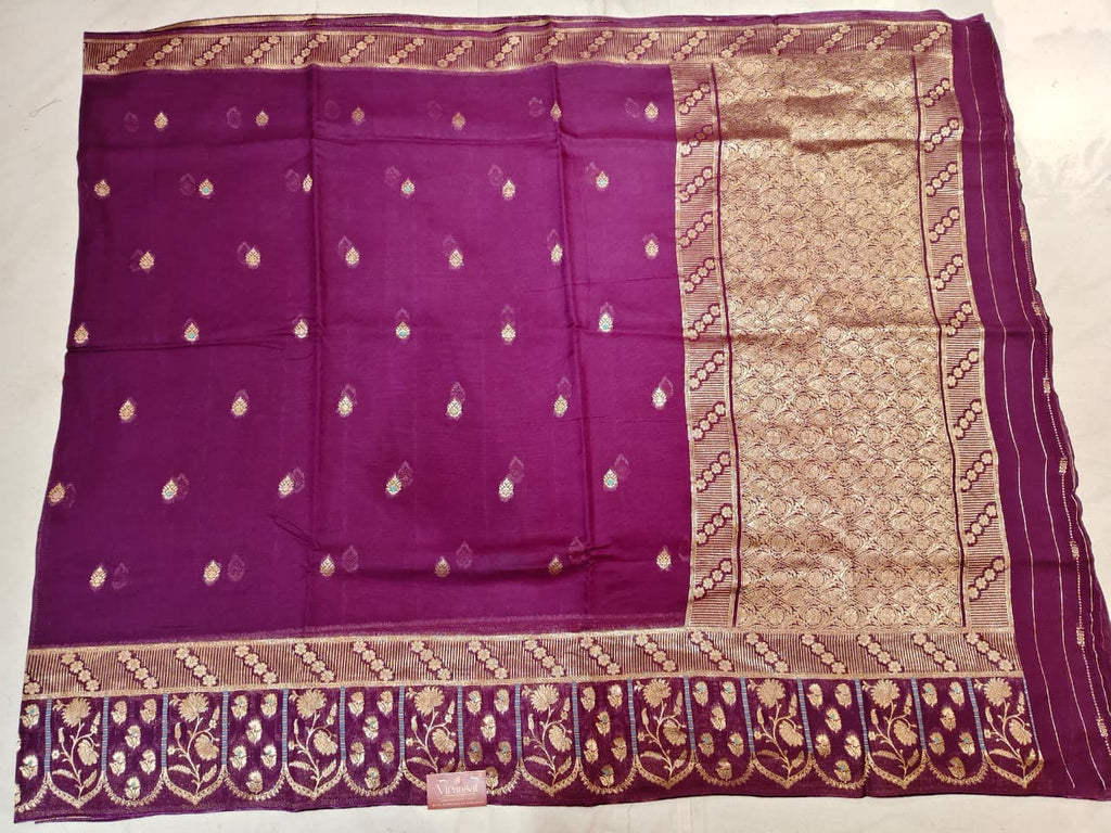 Signature Weave: Royal Purple Minakari Soft Silk Saree