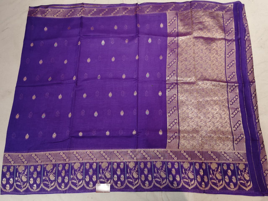 Royal Jamuni: Violet Minakari Soft Silk Saree