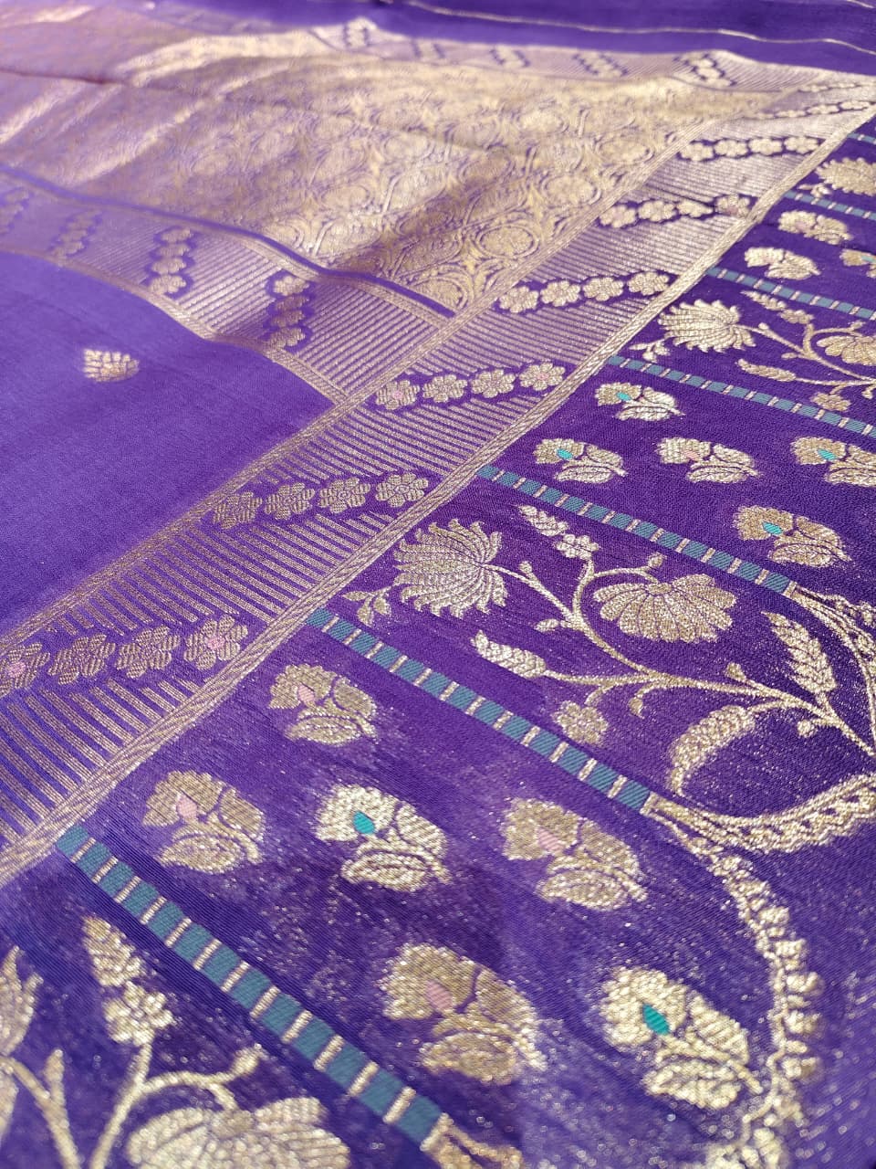 Royal Jamuni: Violet Minakari Soft Silk Saree