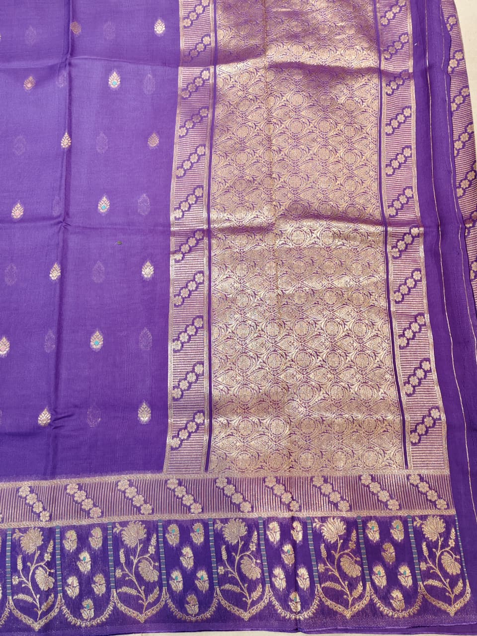 Royal Jamuni: Violet Minakari Soft Silk Saree