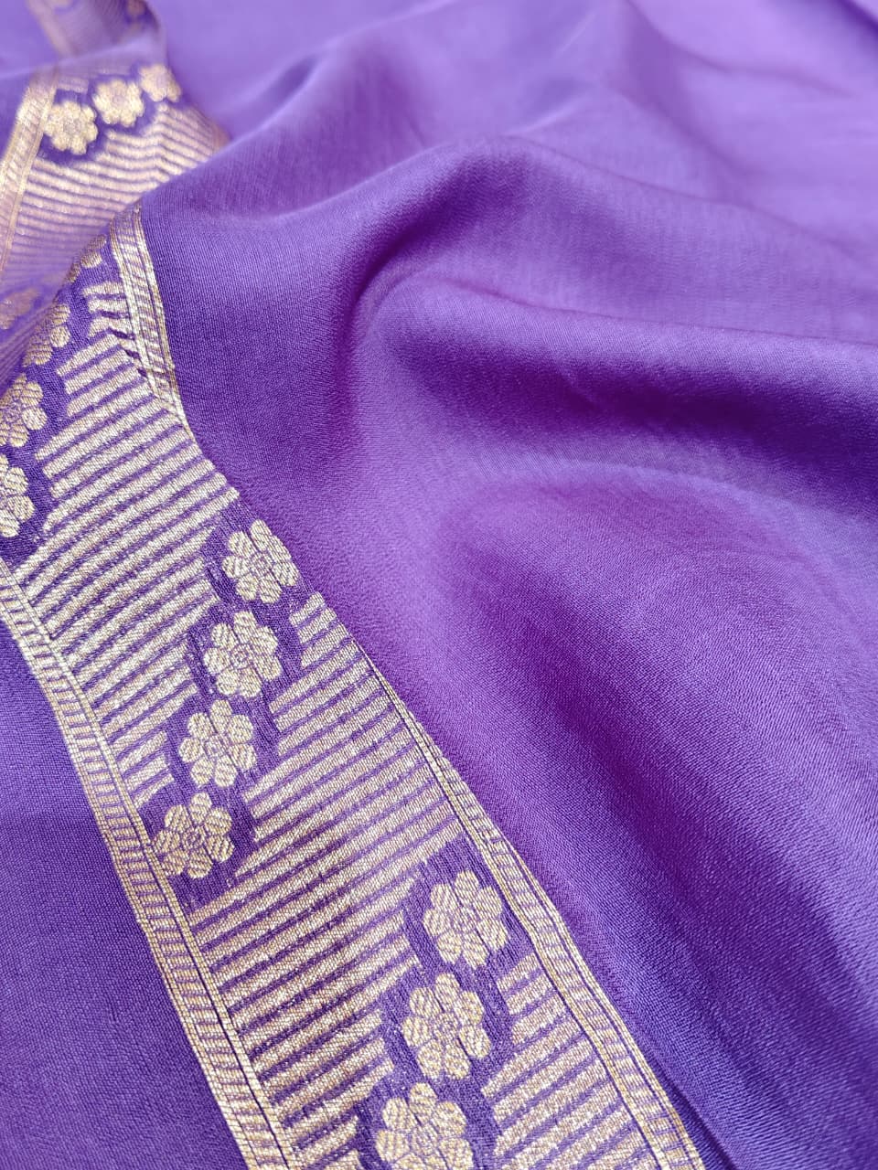 Royal Jamuni: Violet Minakari Soft Silk Saree