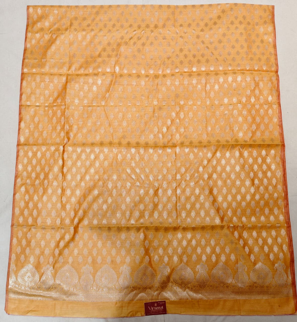 Ethereal Lilac Banarasi Cotton Unstitched Suit Set with Silver Zari Jaal