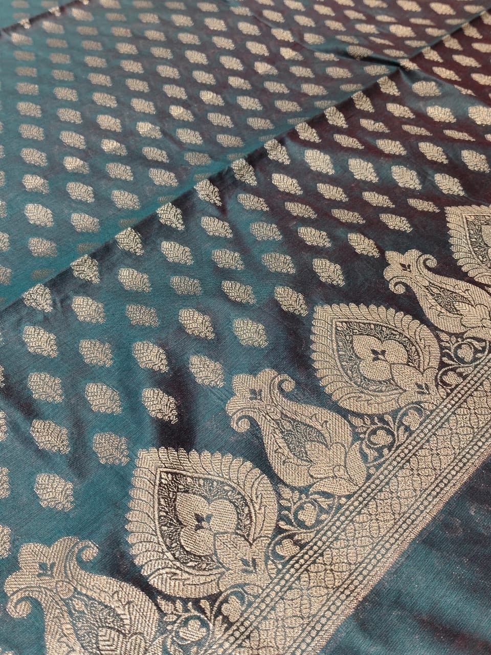 Ethereal Lilac Banarasi Cotton Unstitched Suit Set with Silver Zari Jaal