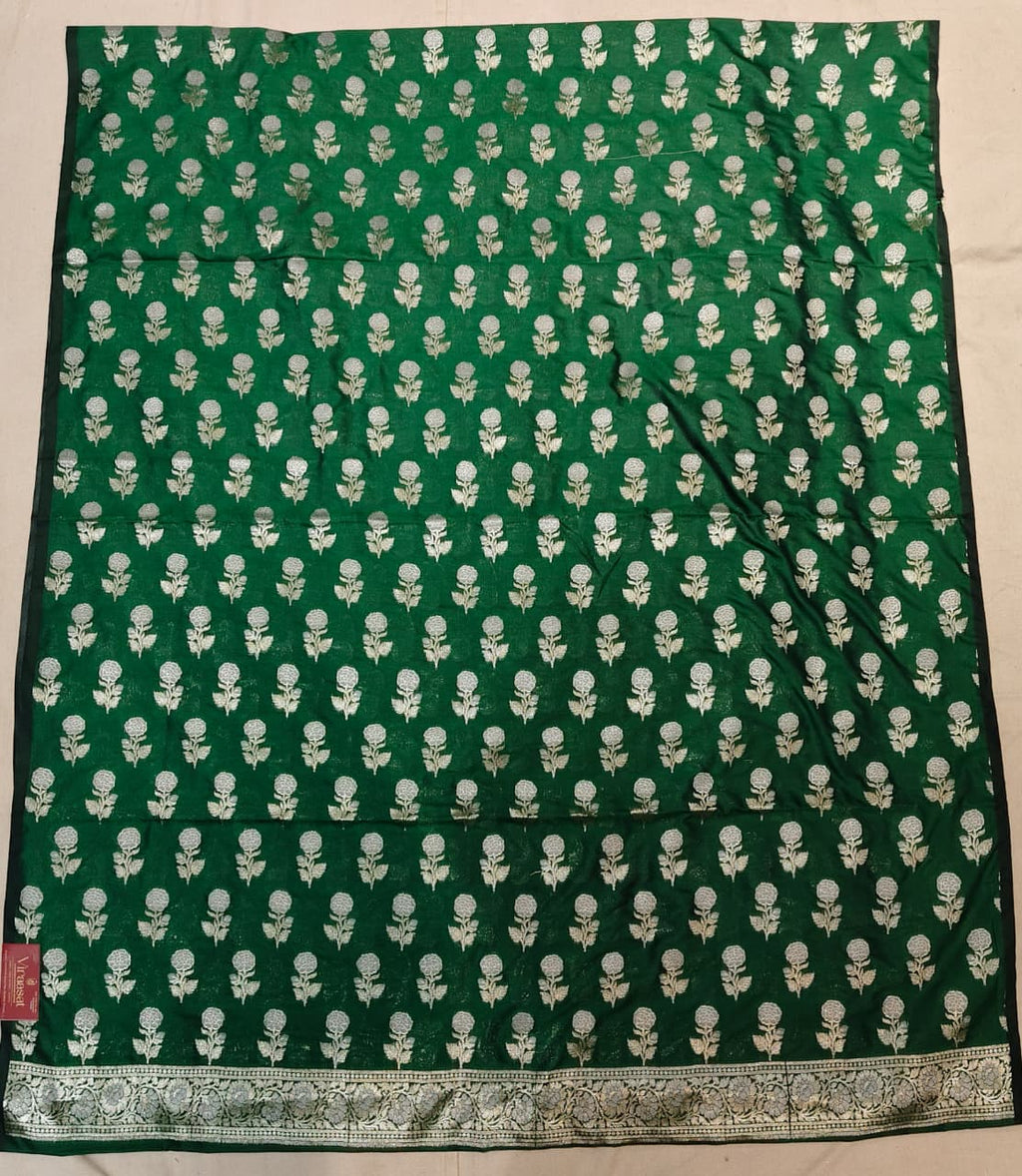 The Teal Royale: Vertical Rose Banarasi Cotton Se