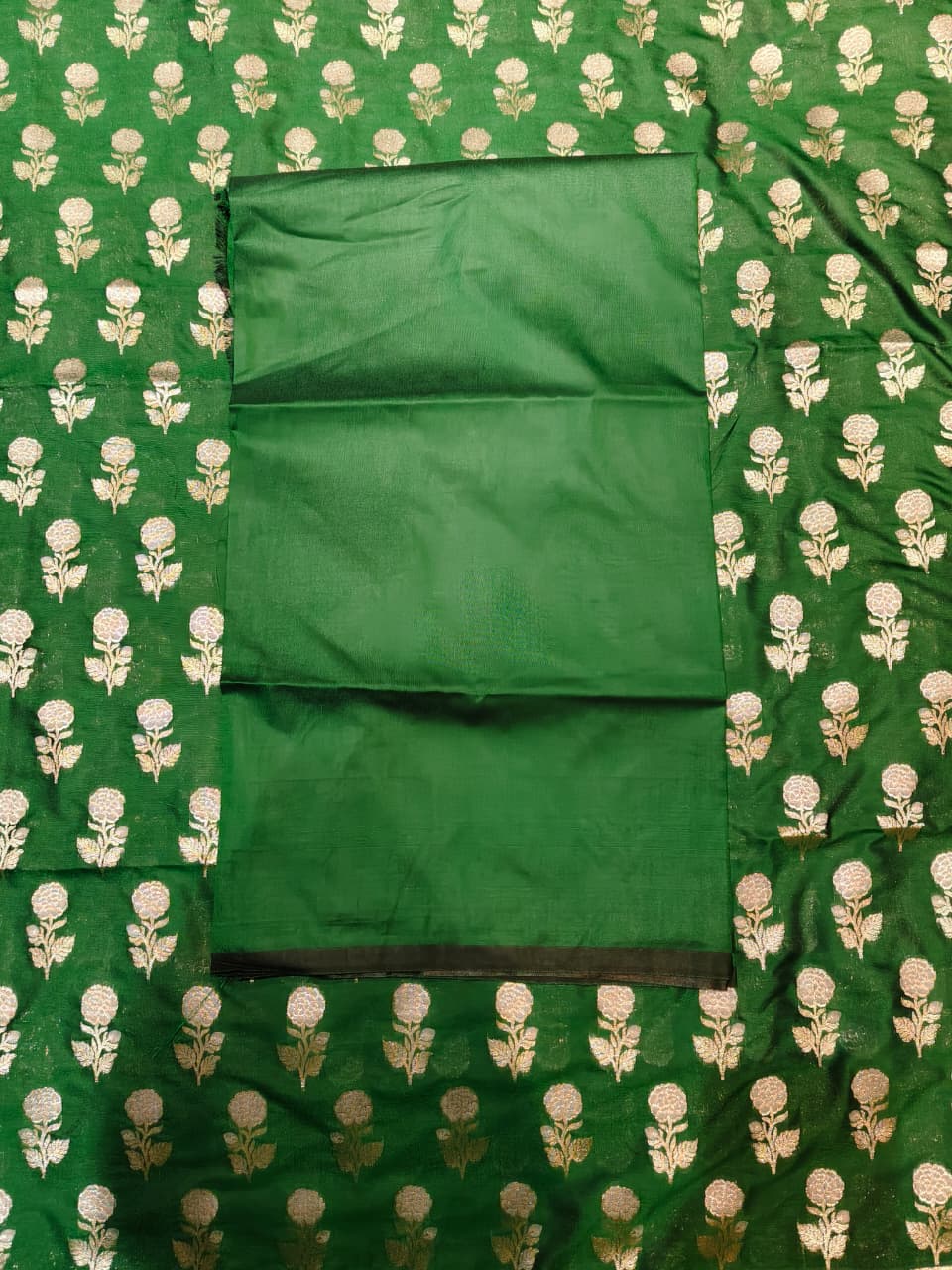 The Teal Royale: Vertical Rose Banarasi Cotton Se