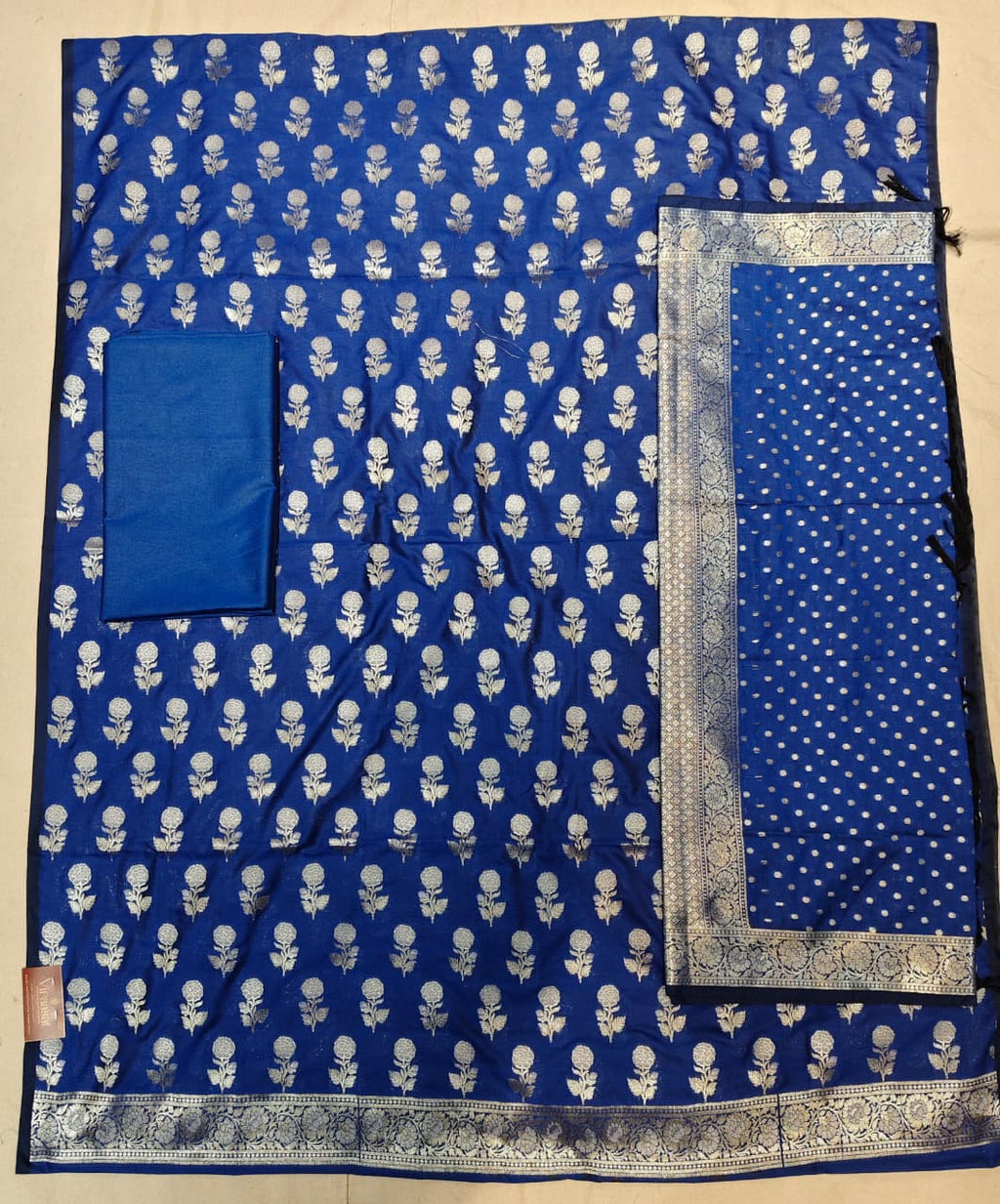 The Teal Royale: Vertical Rose Banarasi Cotton Se