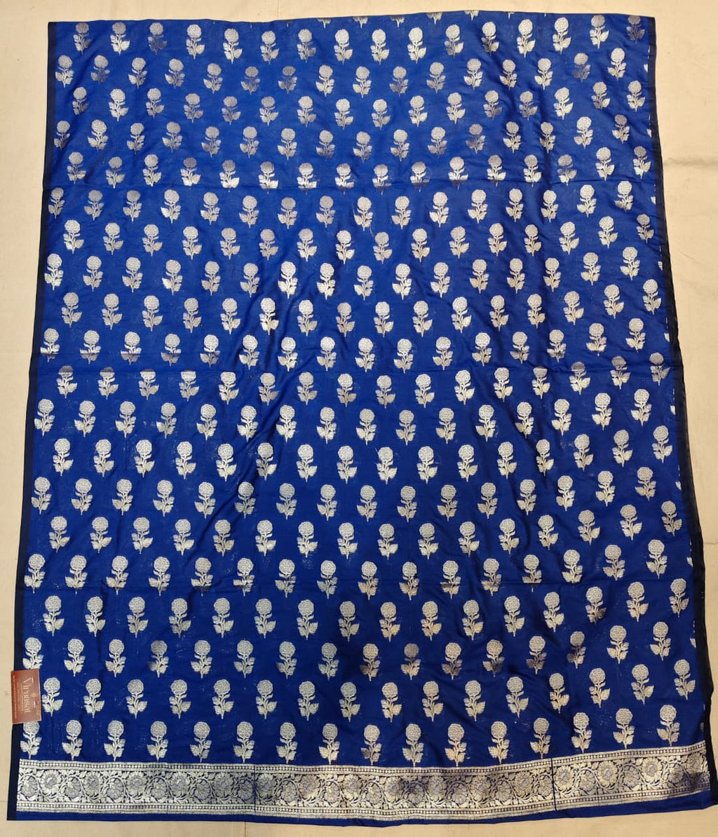 The Teal Royale: Vertical Rose Banarasi Cotton Se