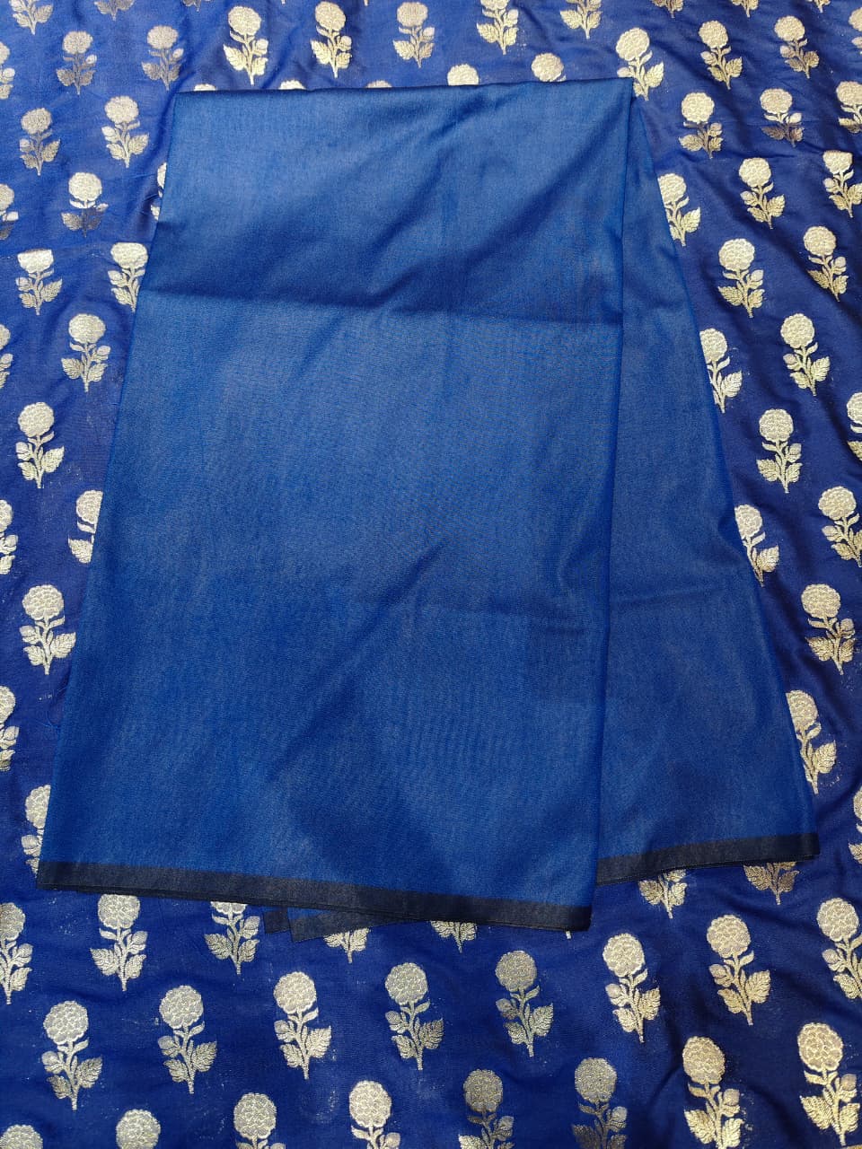 The Teal Royale: Vertical Rose Banarasi Cotton Se