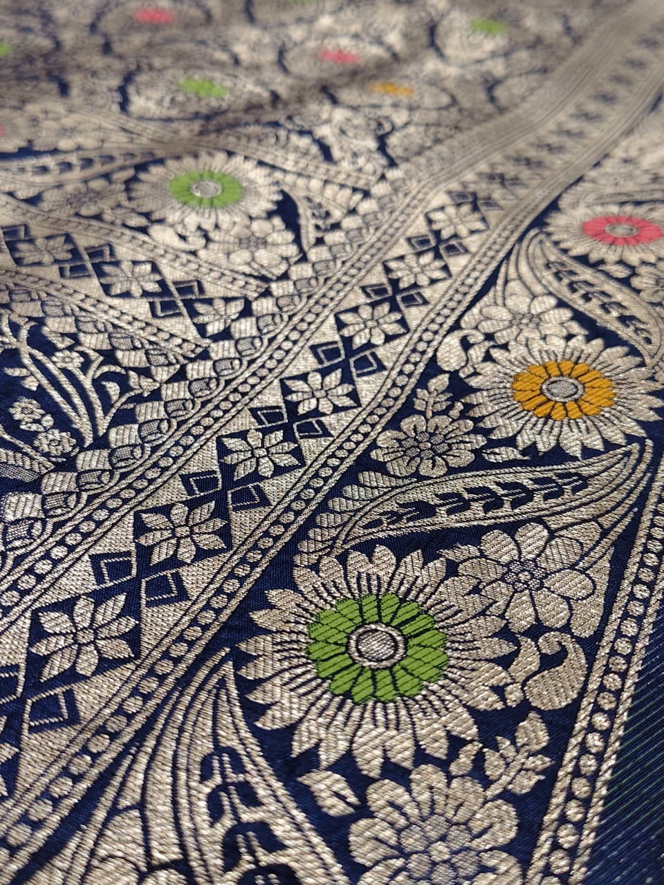 Midnight Blue 'Rang-Bahaar' Minakari Soft Silk Saree