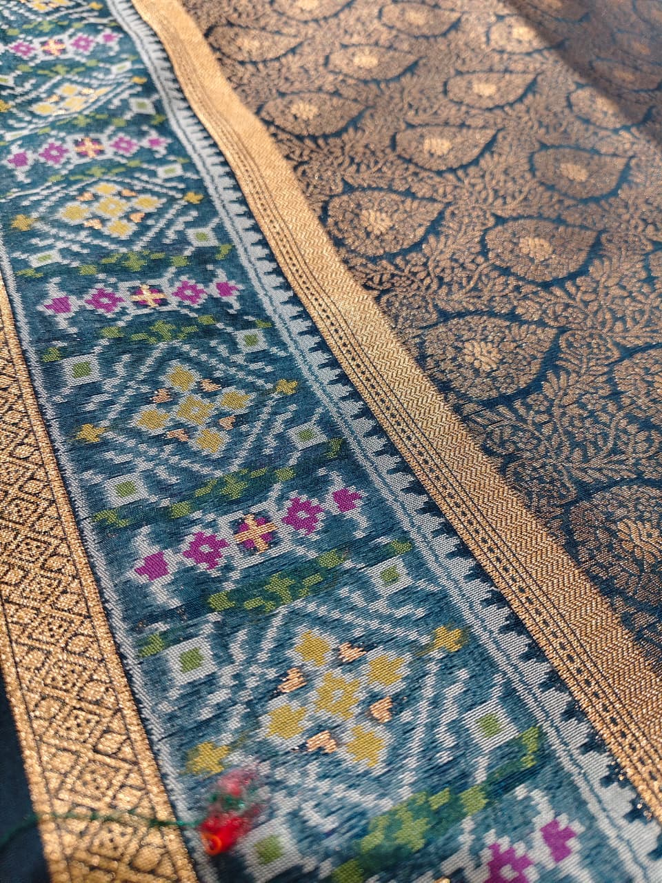 Midnight Blue 'Patola Fusion' Minakari Soft Silk Saree