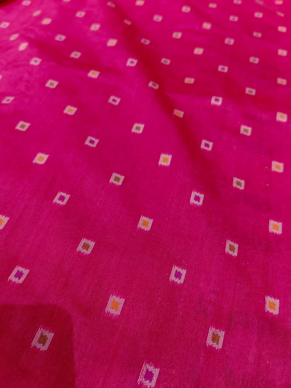 Rani Pink 'Patola Fusion' Minakari Soft Silk Saree