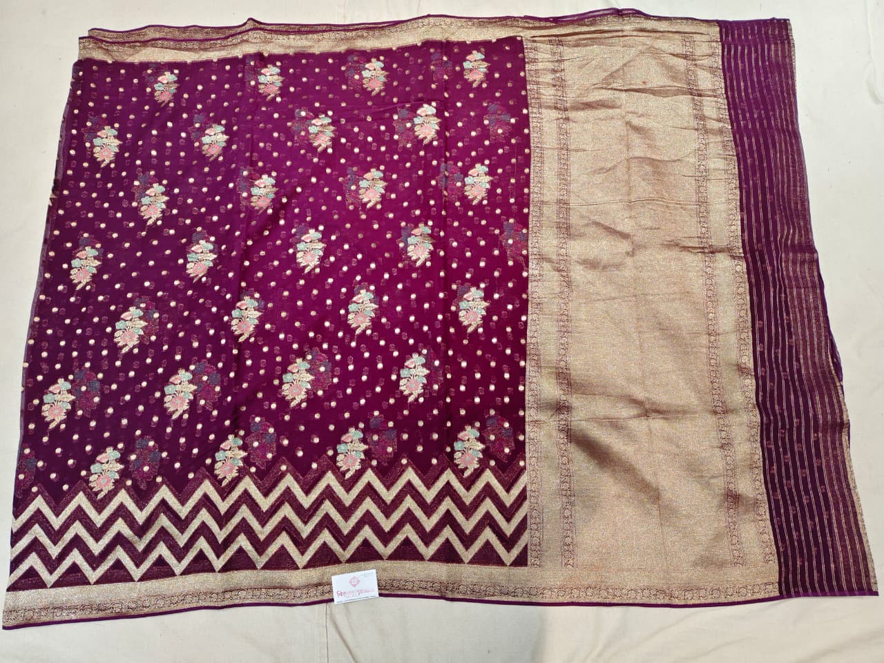 Purple 'Chevron Chic' Banarasi Georgette Saree