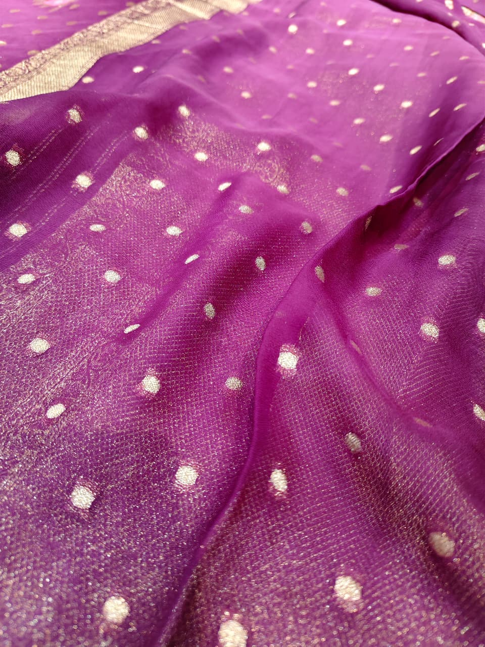 Purple 'Chevron Chic' Banarasi Georgette Saree