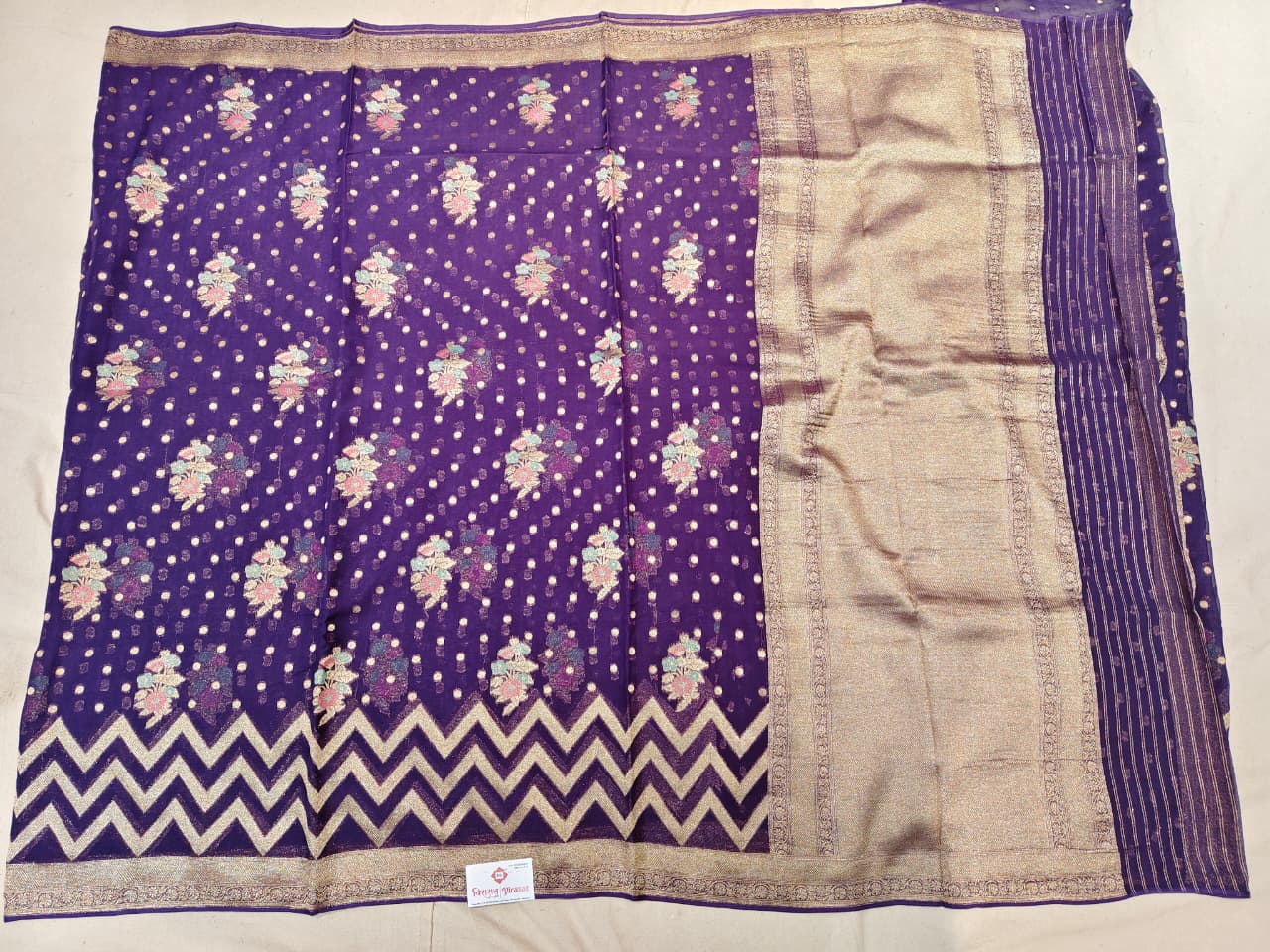 The 'Chevron Chic' Purple Banarasi Georgette Saree