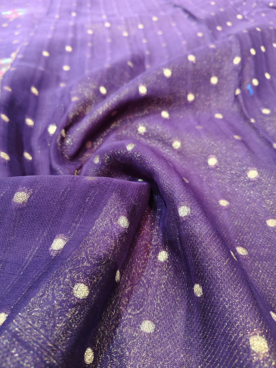 The 'Chevron Chic' Purple Banarasi Georgette Saree