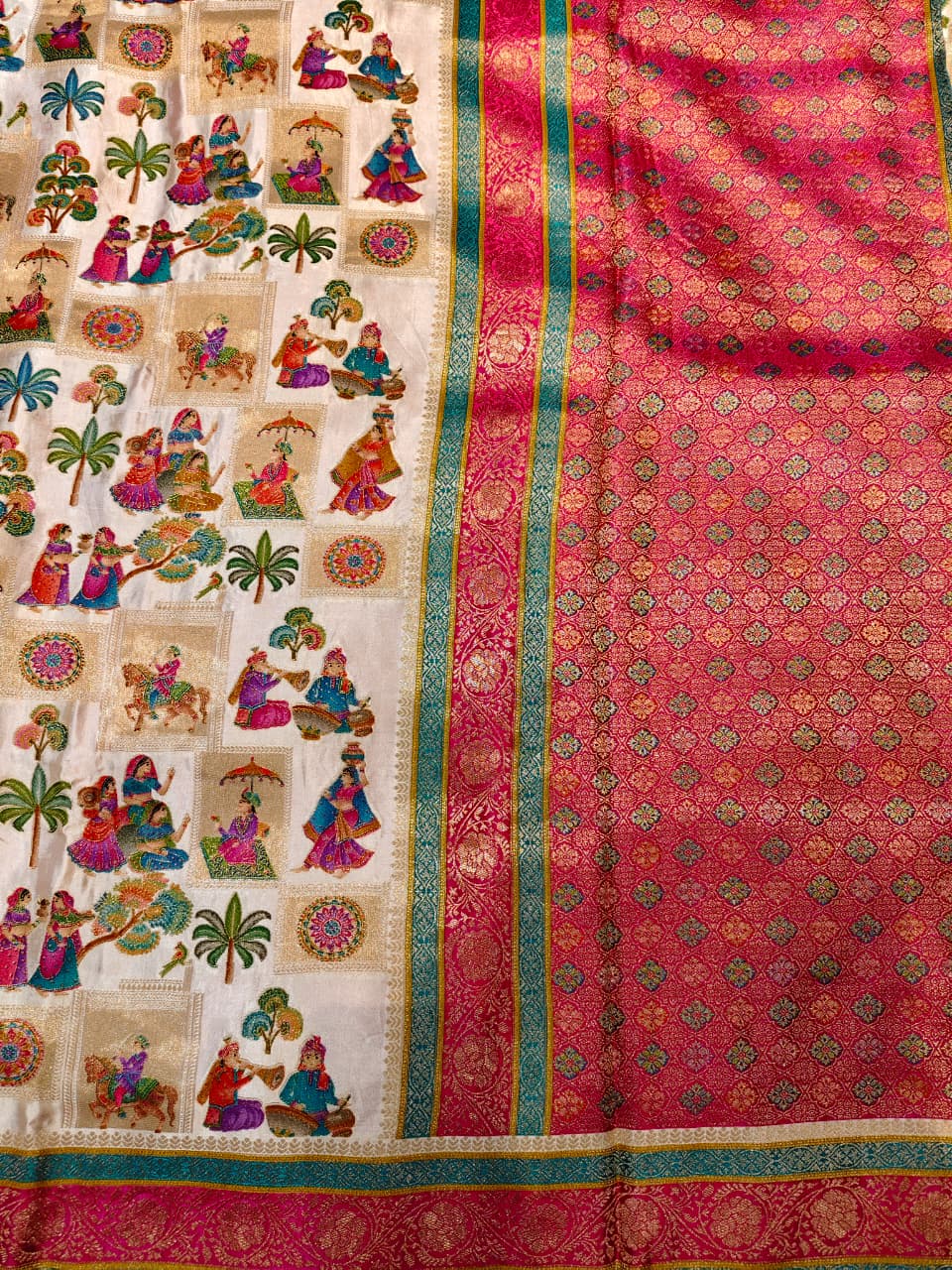 The Royal Procession 'Shikargah' Maheshwari Silk Saree