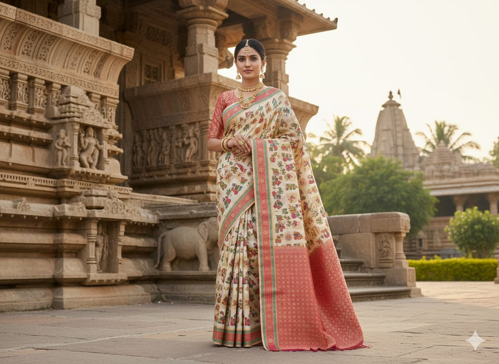 The Royal Procession 'Shikargah' Maheshwari Silk Saree