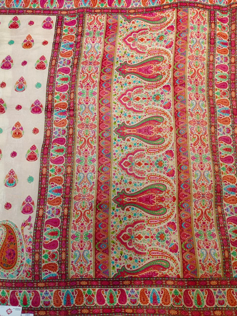 Ivory 'Rang-Mahal' Jamawar-Style Maheshwari Silk Saree