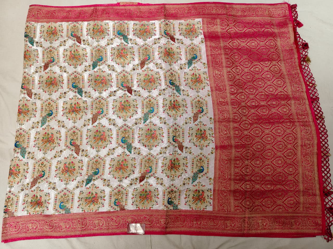 Ivory Garden Paithani-Style Maheshwari Silk Saree
