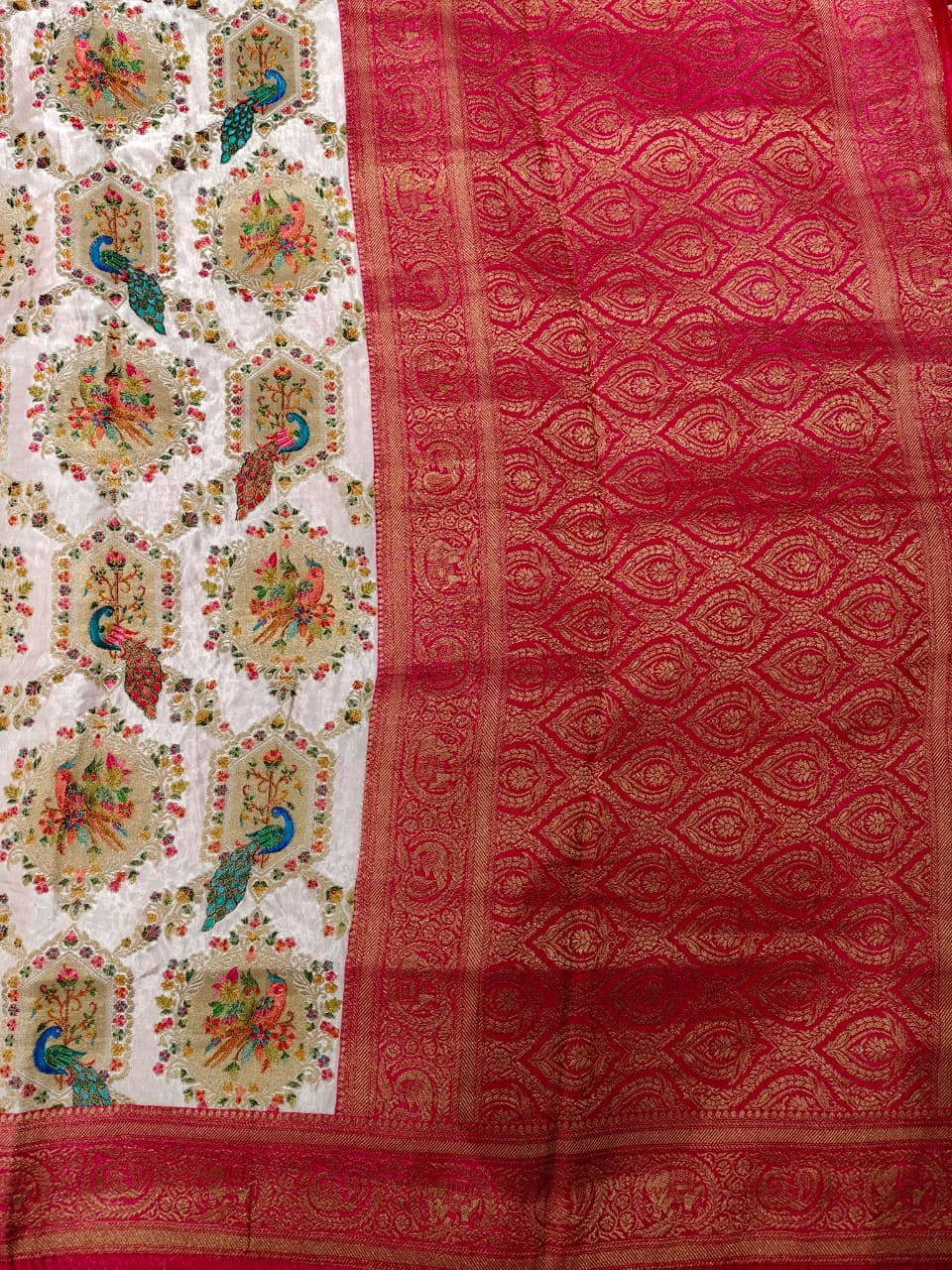 Ivory Garden Paithani-Style Maheshwari Silk Saree