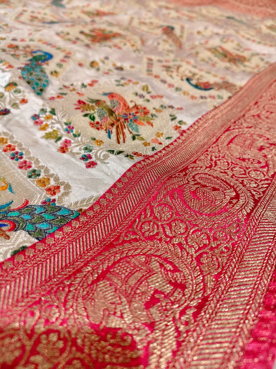 Ivory Garden Paithani-Style Maheshwari Silk Saree