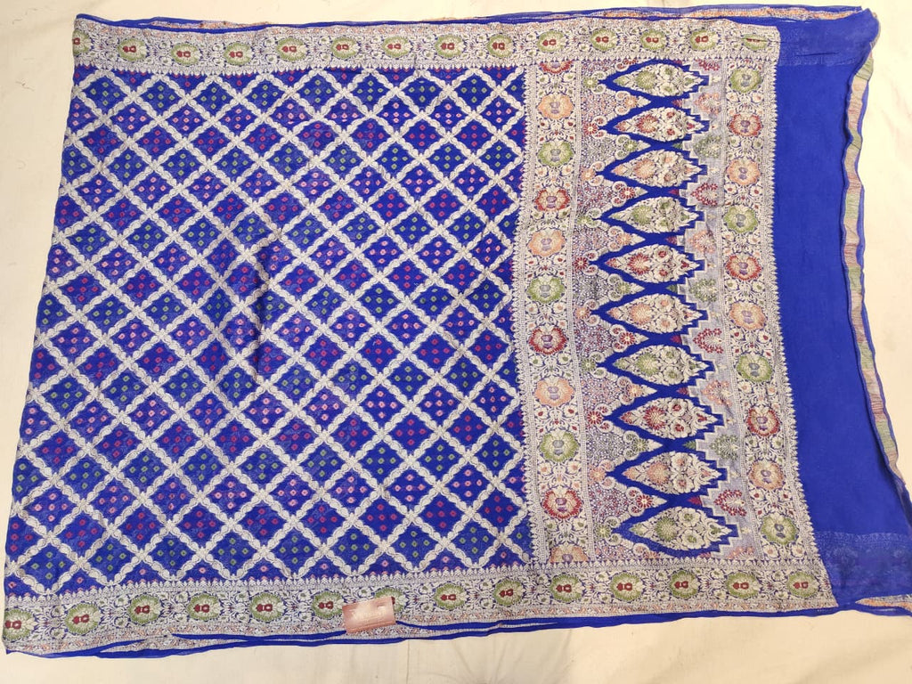 Royal Blue Banarasi Bandhani Saree