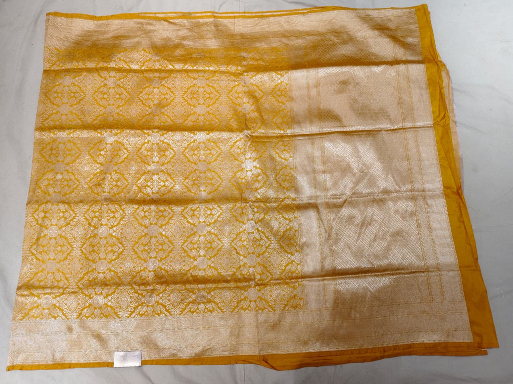 Sunshine Yellow Banarasi Tussar Silk Saree