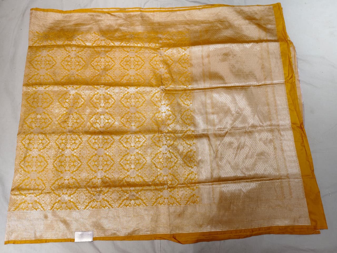 Sunshine Yellow Banarasi Tussar Silk Saree