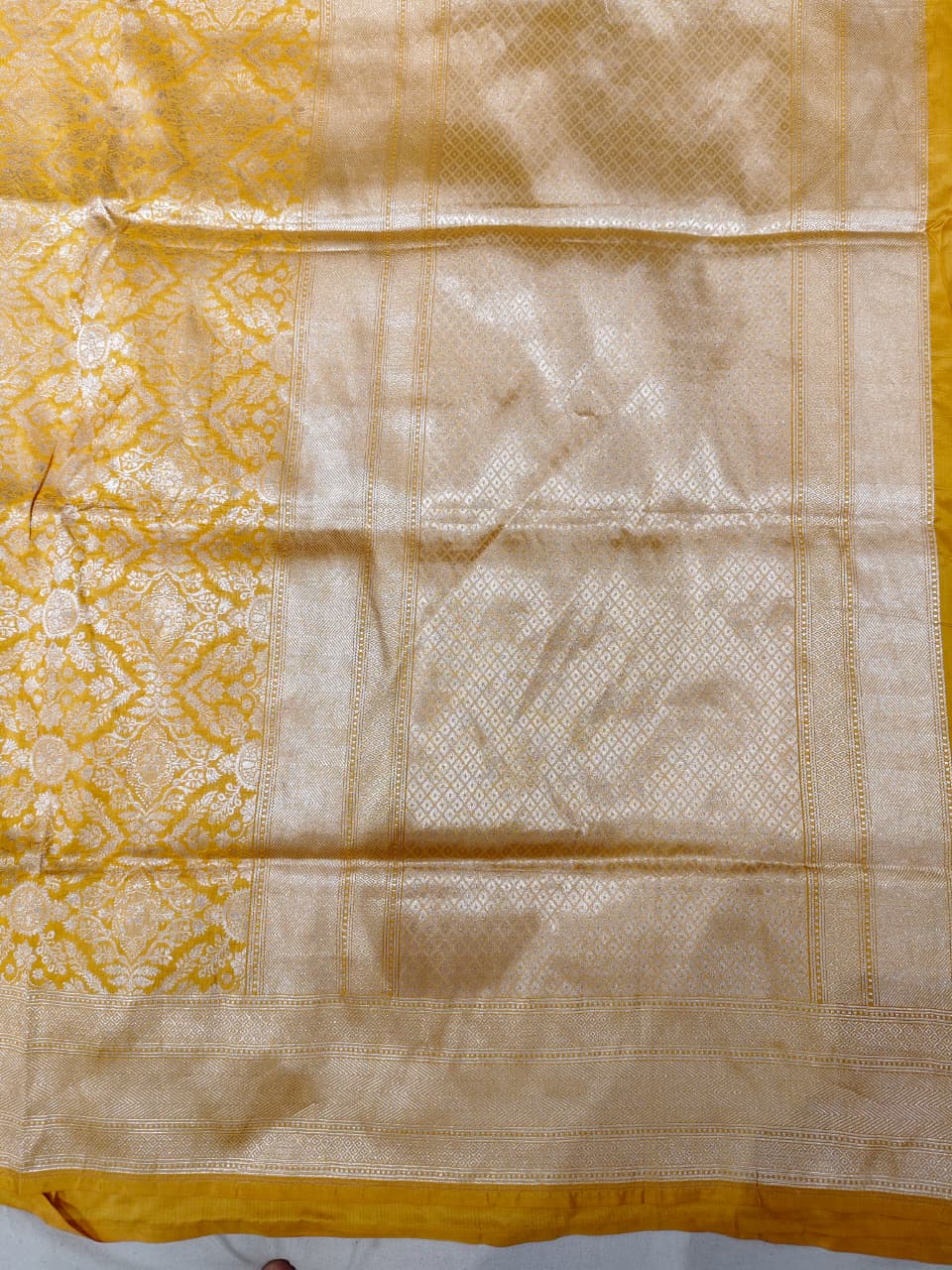 Sunshine Yellow Banarasi Tussar Silk Saree