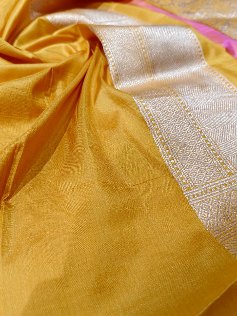 Sunshine Yellow Banarasi Tussar Silk Saree