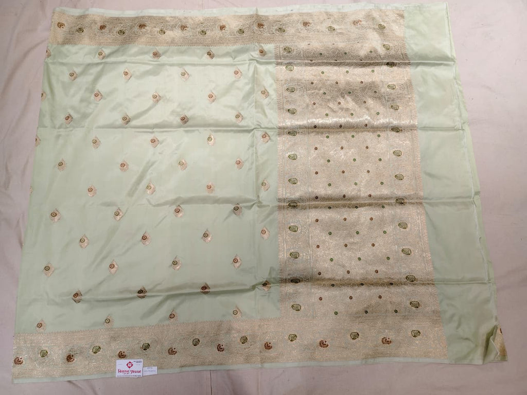 Pista Green Minakari Banarasi Tussar Silk Saree