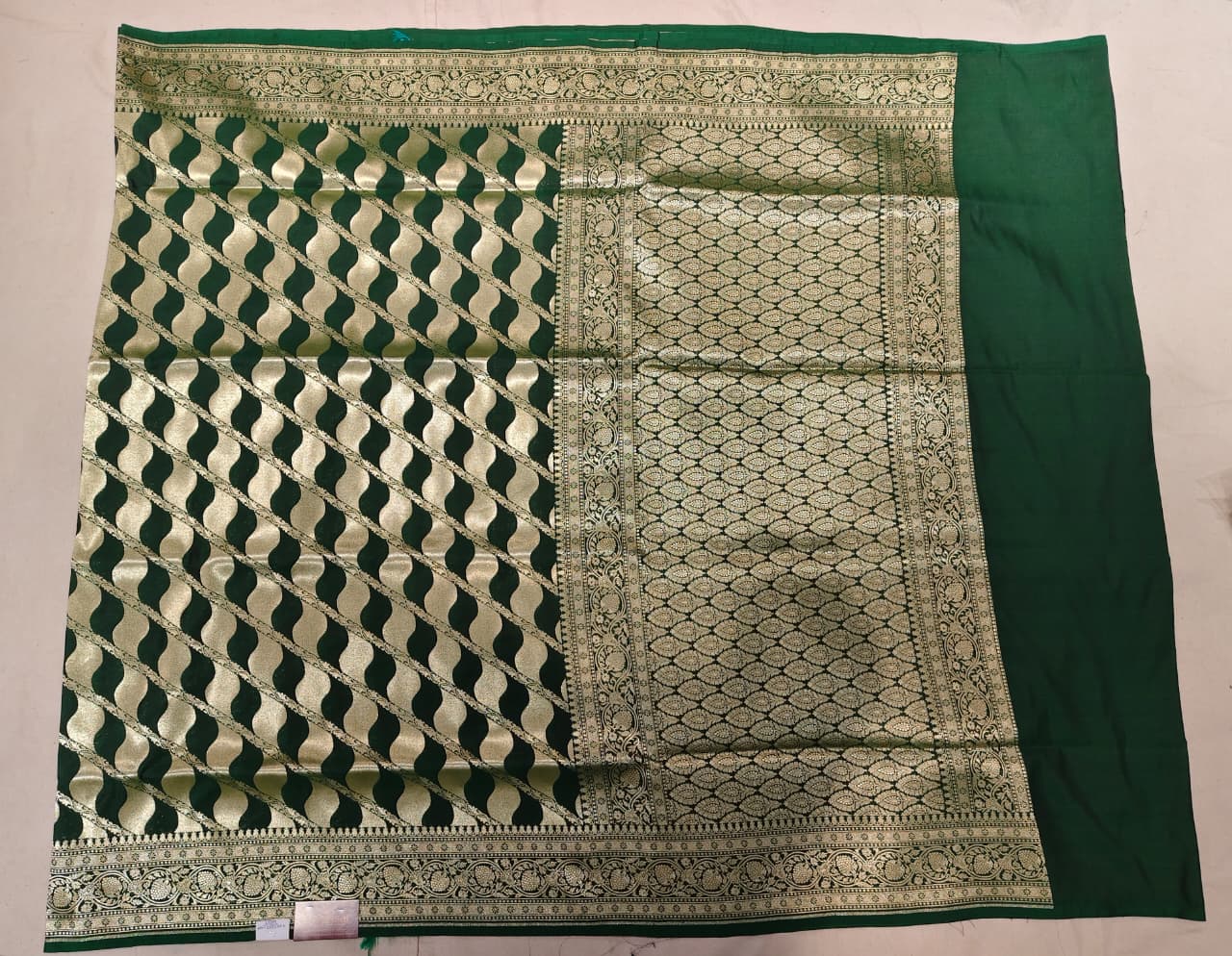 💎 The 'Forest Jewel' Mashroo Katan Saree | Heritage Geometric Weave