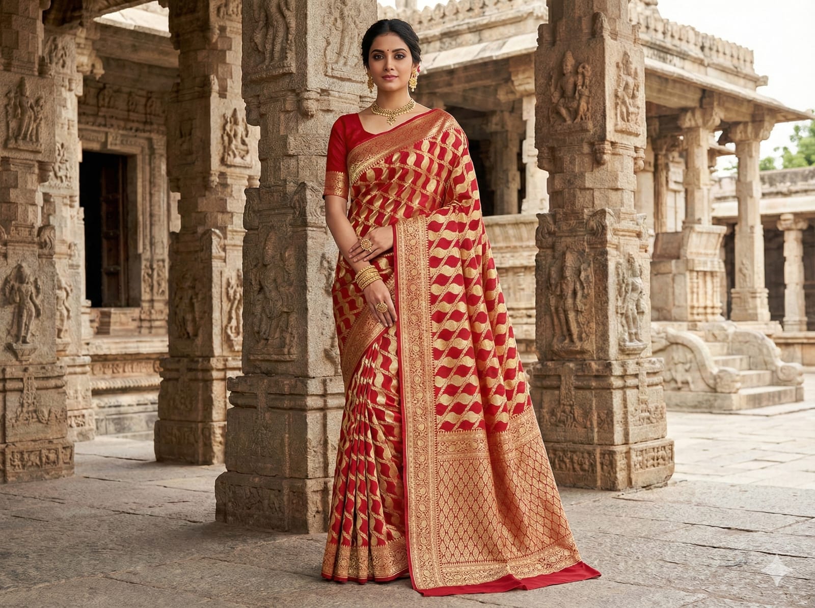 👑 The 'Scarlet Dynasty' Mashroo Katan Saree | Bridal Heritage Weave