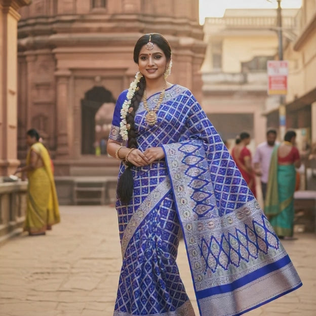 Royal Blue Banarasi Bandhani Saree